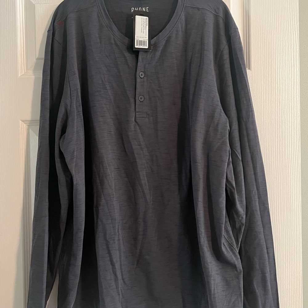RHONE Men's Space Dye Gray Henley Shirt